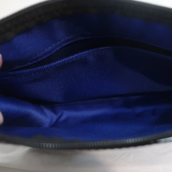 Womens Longchamp Black Patent Leather Monogram Logo Zip Clutch Handbag - Picture 8 of 13